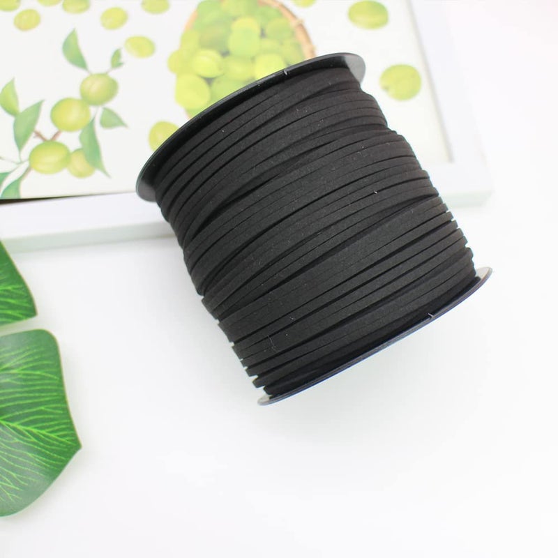 PAMIR TONG Black Faux Leather Cord for Jewelry Making 100 Yards 2.6mm Thin Suede String Rope for Bracelet DIY Crafting Cord for Necklace-Dream Catcher Supplies-Hat- Walking Stick - Image 4